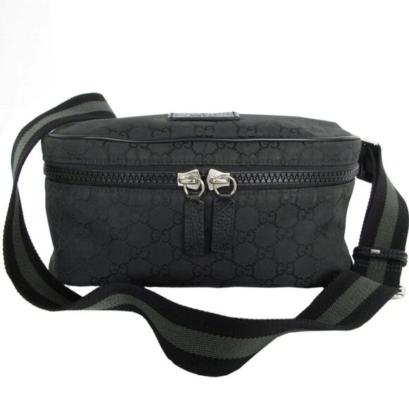Auth GUCCI body bag Black / khaki Nylon canvas - Picture 1 of 12